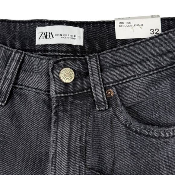Zara Women's Mid Rise New Straight Fit Jean Size 0 - Picture 7 of 10